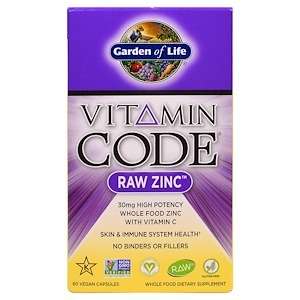 Лучший Цинк - Garden of Life, Витаминный код, необработанный цинк